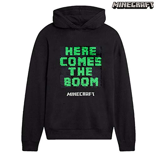 Minecraft Sudadera con Capucha para Niños, Sudaderas Adolescentes Niño, Suéter Manga Larga Hoodie de Lentejuelas Reversibles con Motivo de Creeper, Pullover Niño Jogging Top De Algodón (5/6 años)