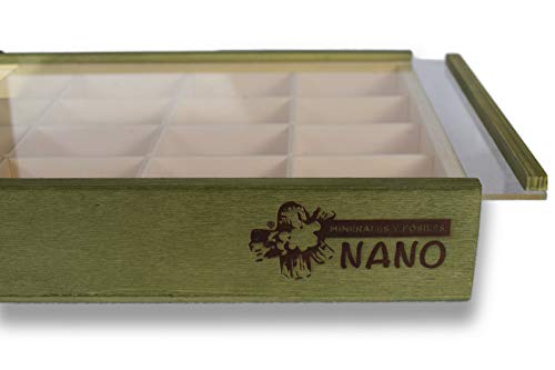 MINERALES Y FOSILES NANO Colección de 20 Rocas Ígneas en Caja de Madera Natural - Rocas educativas de Gran tamaño con Hoja de descripción. Kit Geología para niños