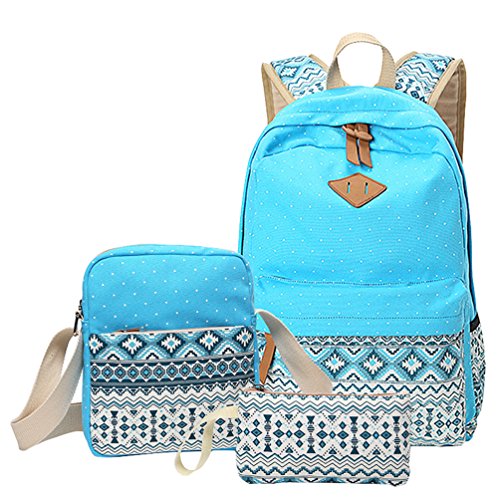 MingTai Backpack Mochilas Escolares Mujer Mochila Escolar Lona Bolsa Casual Para Chicas Bolsa De Hombro Mensajero Billetera Cielo Azul