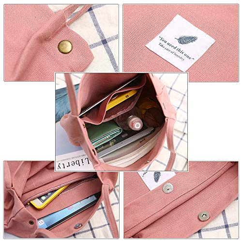 MINGZE Nuevo Bolsa Mujer de Lona, Bolso Bandolera Hombro Tote Mano Casual Crossbody Bolsos Shopper Multifuncional (Negro)