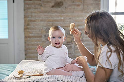 Miniland - Baby Haircare Chip - Set de peines para bebé de madera natural en bolsita 100% sostenible. Set de regalo bebé ECO, Colección EcoFriendly