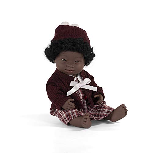 Miniland –Muñeca bebé Africana Niña Down. Vinilo Suave de 38cm. Rasgos étnicos y sexuado para el Aprendizaje de la Diversidad. Ligero y Agradable Perfume. Colección de Diferentes etnias y sexos.