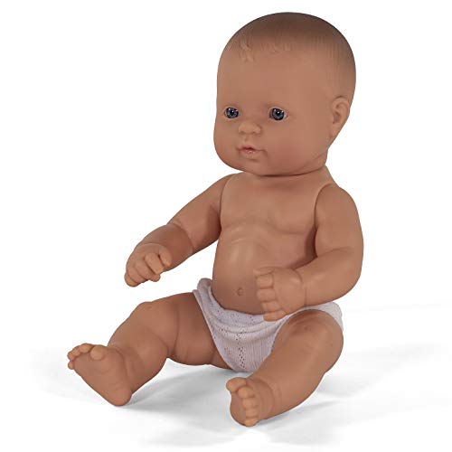 Miniland – Muñeca bebé Europea Niña de Vinilo Suave de 32cm con rasgos étnicos y sexuado para el Aprendizaje de la Diversidad con Suave y Agradable Perfume. Colección de Diferentes etnias y sexos.