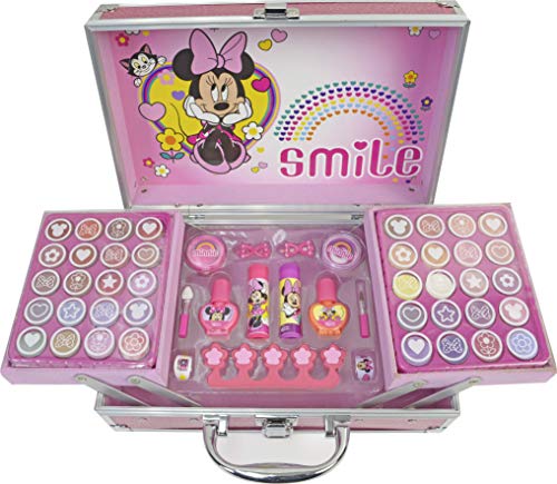 Minnie Mouse Makeup Train Case - Neceser Minnie, Set de Maquillaje para Niñas - Maquillaje Minnie - Selección de Productos Seguros en un Maletín de Maquillaje Especial