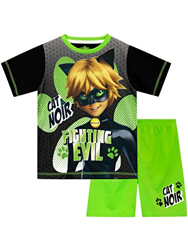 Miraculous Pijamas de Manga Corta para Niños Cat Noir Verde 5-6 Años