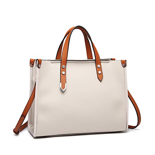 Miss Lulu Bolsos de Mano Bolsos Totes Mujer Bolso Trabajo Conjunto de 2 Piezas Rigido Mediano con Cuero Sintetico