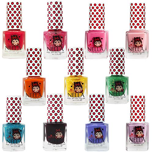 MISS NELLA - Maleta de color rosa completa – Peel Off, esmalte de uñas no tóxico, juguete de maquillaje hipoalergénico, seguro para niños