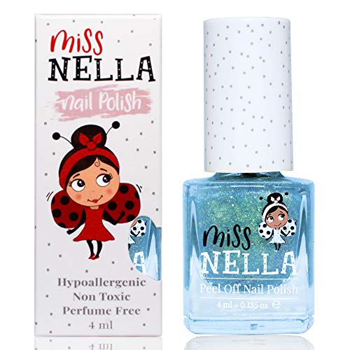 Miss Nella NEW Magic collection BIBBIDI BOBBIDI BOO- Special Blue sparkle Nail Polish for Kids, with Peel-off, Water Based & Odour Free Formula