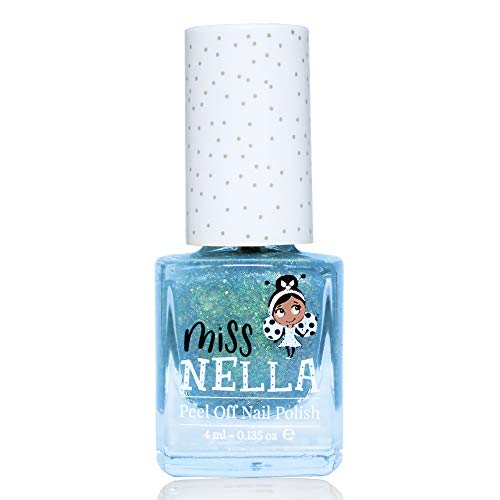 Miss Nella NEW Magic collection BIBBIDI BOBBIDI BOO- Special Blue sparkle Nail Polish for Kids, with Peel-off, Water Based & Odour Free Formula