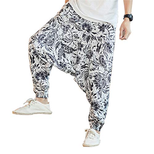 MISSMAOM_Fashion2019 Pantalones Cortos con Bolsillos Pantalones Bombachos para Hombres Estilo Genio para Yoga Holgados pantalón ,Estilo 4,S