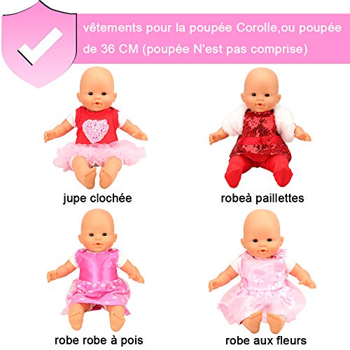 Miunana 4X Vestidos Verano Casual Ropas Fashion para 14- 16 Pulgadas (36-40cm) Muñeca bebé