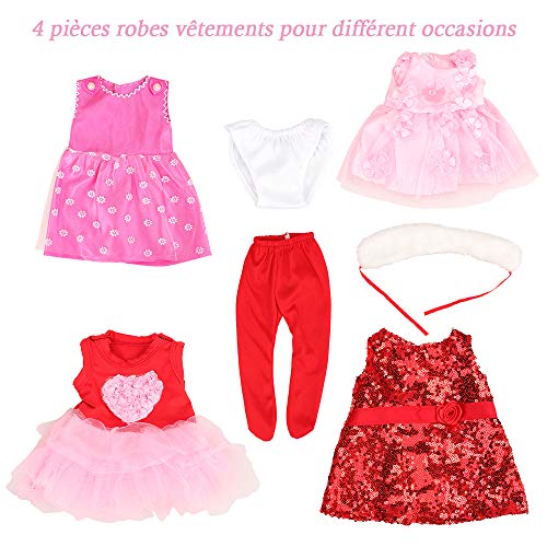 Miunana 4X Vestidos Verano Casual Ropas Fashion para 14- 16 Pulgadas (36-40cm) Muñeca bebé