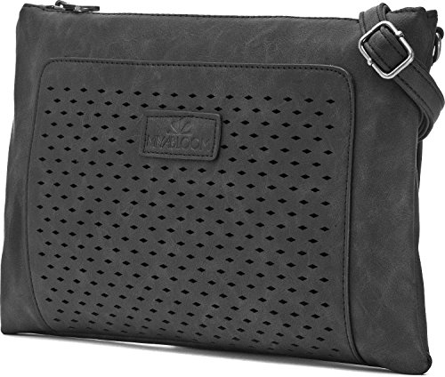 MIYA BLOOM, bolsos de señora, bolsos de noche, bolsos para el antebrazo, mochilas, bandoleras, bolsos crossover, 32.5 x 20.5 x 2 cm (AN x AL x pr), color: negro