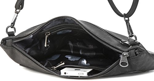 MIYA BLOOM, bolsos de señora, bolsos de noche, bolsos para el antebrazo, mochilas, bandoleras, bolsos crossover, 32.5 x 20.5 x 2 cm (AN x AL x pr), color: negro