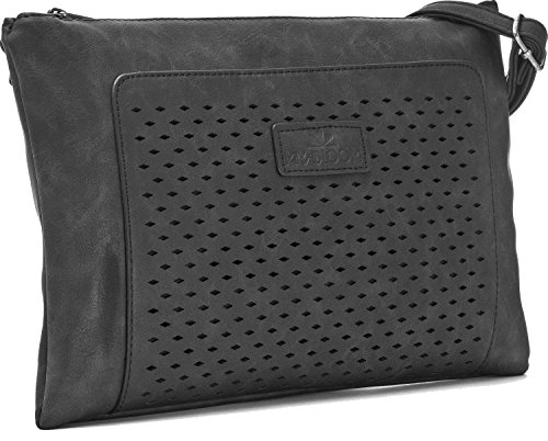 MIYA BLOOM, bolsos de señora, bolsos de noche, bolsos para el antebrazo, mochilas, bandoleras, bolsos crossover, 32.5 x 20.5 x 2 cm (AN x AL x pr), color: negro