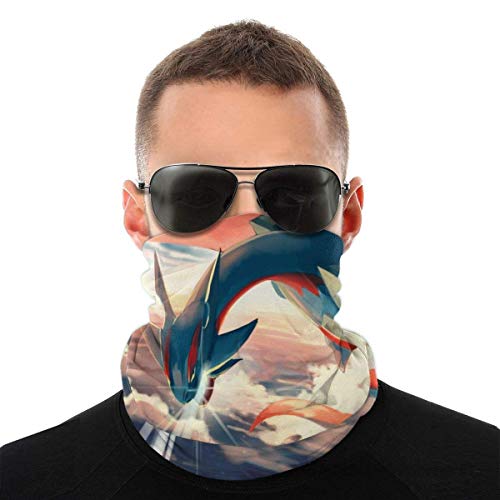 MJKII Mega Salamence Anime dibujos animados variedad turbante cara cuello calentador bufanda pasamontañas Unisex suave a prueba de viento novedad diadema para deportes senderismo