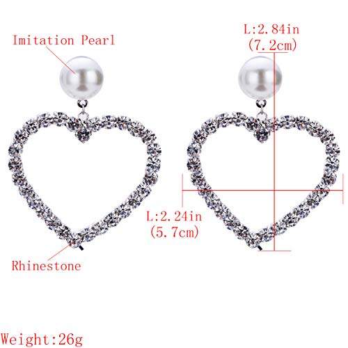 MKmd-s Pendientes de Cadena con Tachuelas de Diamantes de Moda clásica, bellamente diseñados con Amor, Que simbolizan el Amor Plateado