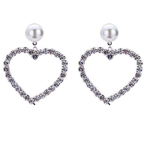 MKmd-s Pendientes de Cadena con Tachuelas de Diamantes de Moda clásica, bellamente diseñados con Amor, Que simbolizan el Amor Plateado