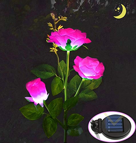 MMTX Luces LED Decorativas Rosas Solares, IP65 Luz Solar Al Aire Libre Del Jardín Para Exterior Solares, Jardín, Patio, Caminos(Rosa)