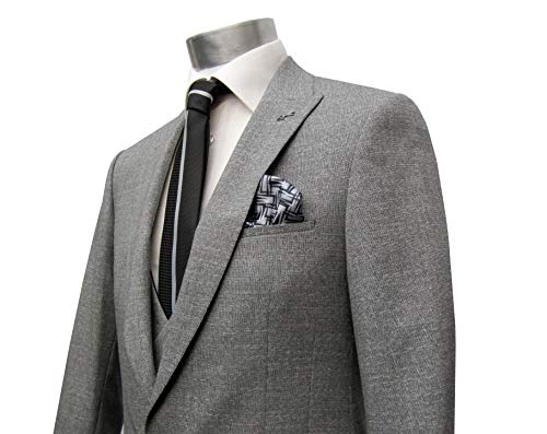 MMUGA - Traje de corte ajustado para hombre con chaleco y cierre inverso gris 56