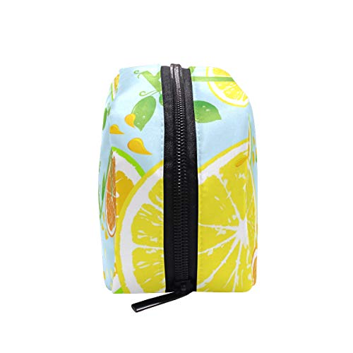 Mnsruu Bolsas de maquillaje, amarillo limón rebanadas viaje cosméticos bolsas bolsa de aseo bolsa de lavado para mujeres niñas