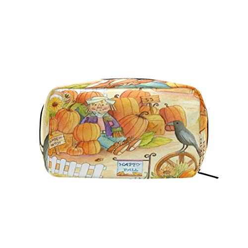 Mnsruu Bolsas de maquillaje, parche de calabaza, bolsa de viaje para cosméticos, neceser de aseo para mujeres y niñas