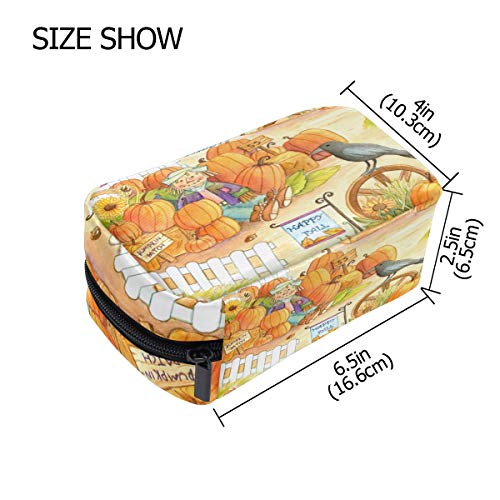 Mnsruu Bolsas de maquillaje, parche de calabaza, bolsa de viaje para cosméticos, neceser de aseo para mujeres y niñas