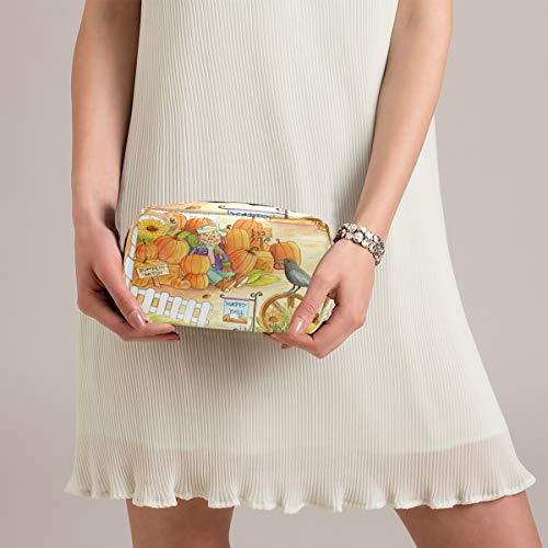 Mnsruu Bolsas de maquillaje, parche de calabaza, bolsa de viaje para cosméticos, neceser de aseo para mujeres y niñas