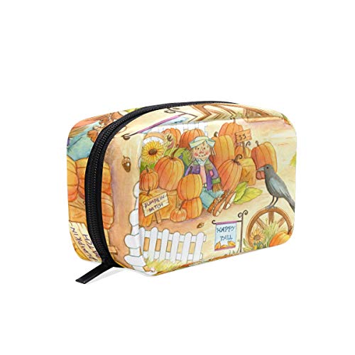 Mnsruu Bolsas de maquillaje, parche de calabaza, bolsa de viaje para cosméticos, neceser de aseo para mujeres y niñas