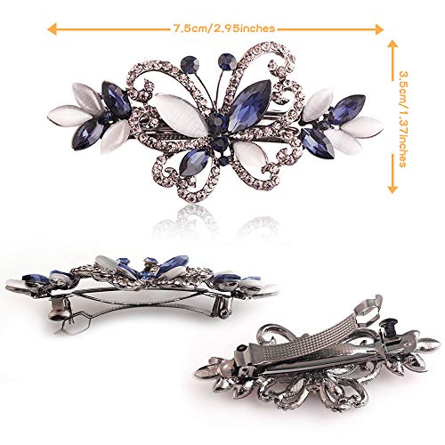 MOAMUN 4 Paquetes En Forma De Corazón Barrettes Para El Pelo De Cristal Piedras Del Pavo Real Pinza De Pelo Francesa, Accesorios De Joyería Nupcial Del Pelo Para La Boda Horquillas