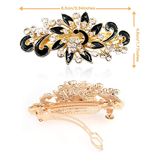 MOAMUN 4 Paquetes En Forma De Corazón Barrettes Para El Pelo De Cristal Piedras Del Pavo Real Pinza De Pelo Francesa, Accesorios De Joyería Nupcial Del Pelo Para La Boda Horquillas