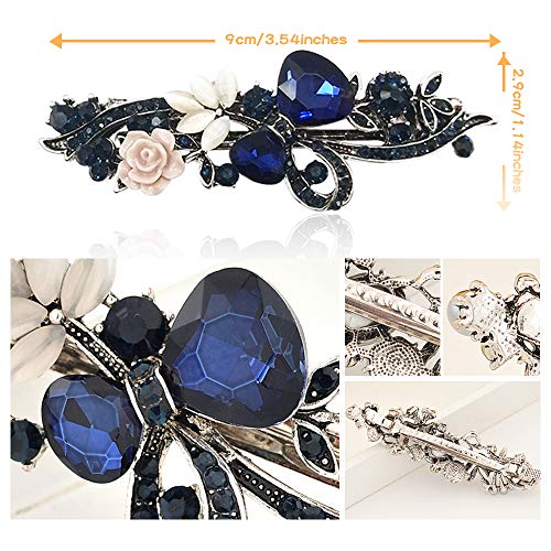 MOAMUN 4 Paquetes En Forma De Corazón Barrettes Para El Pelo De Cristal Piedras Del Pavo Real Pinza De Pelo Francesa, Accesorios De Joyería Nupcial Del Pelo Para La Boda Horquillas