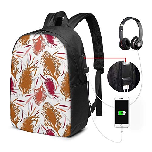 Mochila Escolar USB de Flores de Colores Arcilla IUBBKI, Mochila de Lona de Gran Capacidad, Mochila de Viaje Informal para Adultos, Adolescentes, Mujeres, Hombres, 17 Pulgadas