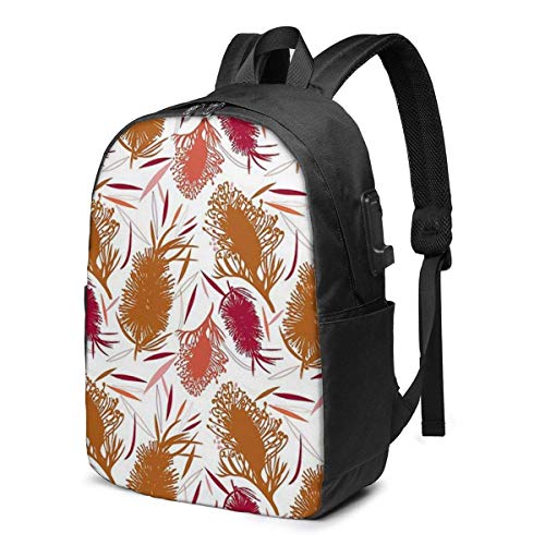 Mochila Escolar USB de Flores de Colores Arcilla IUBBKI, Mochila de Lona de Gran Capacidad, Mochila de Viaje Informal para Adultos, Adolescentes, Mujeres, Hombres, 17 Pulgadas