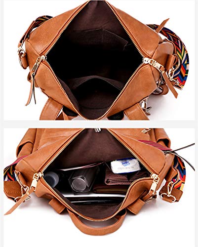 Mochila grande retro de las mujeres de cuero de la PU mochila de las mujeres mochila de viaje mochilas de hombro bolsas de escuela, color Negro, talla Talla única