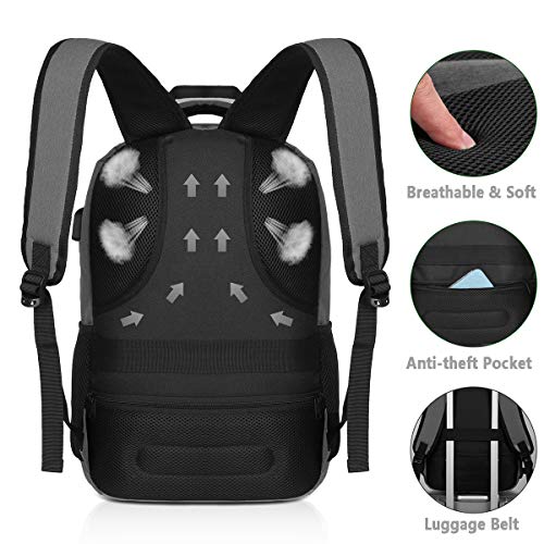Mochila Hombre para Portátil Mochilas Escolares Juveniles con Puerto USB Resistente al Agua 35L (15,6 Pulgadas, B6-Gris Oscuro)