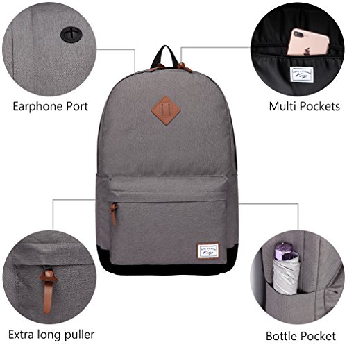 Mochilas Escolares Juveniles, Kasgo Clásico Hombre Mochila Se Adapta a 15.6 Pulgadas Portátil Casual Bolsa de Adolescente Niño Negro