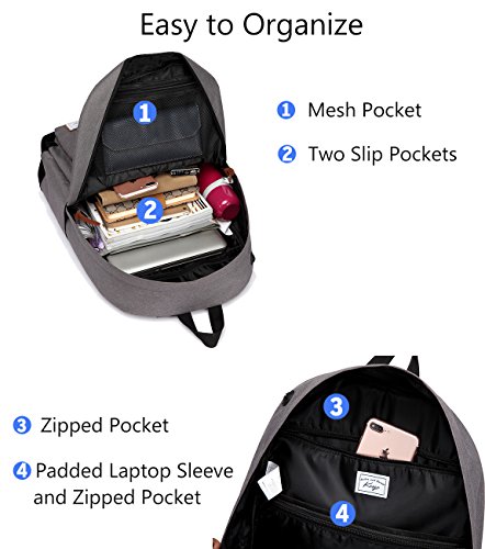 Mochilas Escolares Juveniles, Kasgo Clásico Hombre Mochila Se Adapta a 15.6 Pulgadas Portátil Casual Bolsa de Adolescente Niño Negro