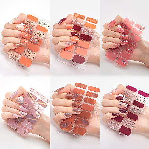 Mokinga Stickers Uñas Flores, Nail Stickers, 84 Piezas De Pegatinas Para Decoración De Uñas, Pegatinas De Uñas De Dibujos Animados Con Estampado En Caliente 3D Para Decoración De Uñas DIY