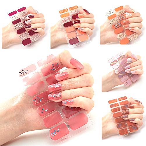 Mokinga Stickers Uñas Flores, Nail Stickers, 84 Piezas De Pegatinas Para Decoración De Uñas, Pegatinas De Uñas De Dibujos Animados Con Estampado En Caliente 3D Para Decoración De Uñas DIY