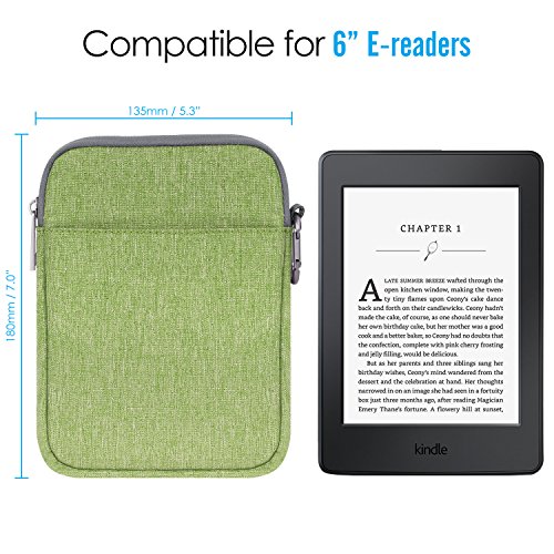 MoKo 6-Pulgadas Funda de Fieltro - Portátil Sleeve Bag Nilón Maletín Cover Case para Amazon Kindle Paperwhite/Voyage/All-New Kindle (8th Generation, 2016) / 6 Inch Kindle Oasis E-Reader, Verde