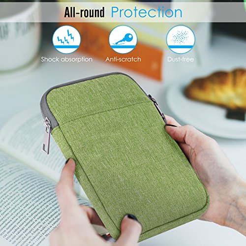 MoKo 6-Pulgadas Funda de Fieltro - Portátil Sleeve Bag Nilón Maletín Cover Case para Amazon Kindle Paperwhite/Voyage/All-New Kindle (8th Generation, 2016) / 6 Inch Kindle Oasis E-Reader, Verde