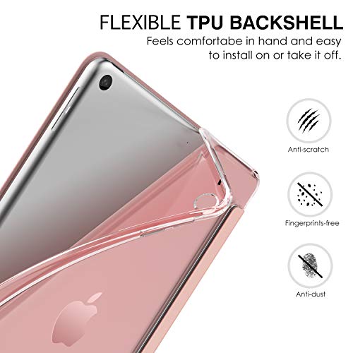 MoKo Funda Compatible con New iPad Air (3rd Generation) 10.5" 2019, Ultra Delgado Función de Soporte Protectora Plegable Cubierta Inteligente Trasera Transparente para New iPad Air 3 2019 - Oro Rosa