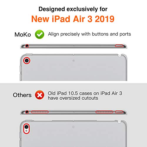 MoKo Funda Compatible con New iPad Air (3rd Generation) 10.5" 2019, Ultra Delgado Función de Soporte Protectora Plegable Cubierta Inteligente Trasera Transparente para New iPad Air 3 2019 - Oro Rosa
