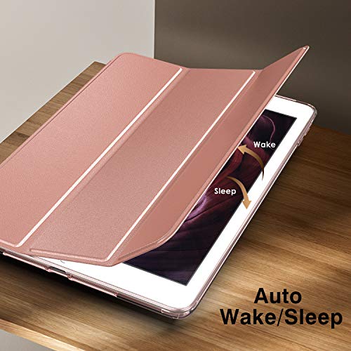 MoKo Funda Compatible con New iPad Air (3rd Generation) 10.5" 2019, Ultra Delgado Función de Soporte Protectora Plegable Cubierta Inteligente Trasera Transparente para New iPad Air 3 2019 - Oro Rosa