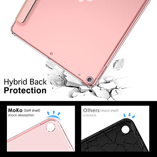 MoKo Funda Compatible con New iPad Air (3rd Generation) 10.5" 2019, Ultra Delgado Función de Soporte Protectora Plegable Cubierta Inteligente Trasera Transparente para New iPad Air 3 2019 - Oro Rosa