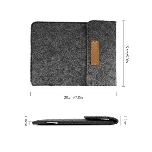 MoKo Funda de Fieltro - Kindle 10th Generation 2019, Protector Felt Cover Compatible con Amazon Kindle Paperwhite/Voyage/All-New Kindle(8th Generation, 2016) / Kindle Oasis E-Reader, Gris Oscuro