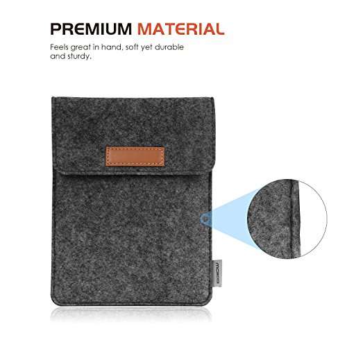 MoKo Funda de Fieltro - Kindle 10th Generation 2019, Protector Felt Cover Compatible con Amazon Kindle Paperwhite/Voyage/All-New Kindle(8th Generation, 2016) / Kindle Oasis E-Reader, Gris Oscuro