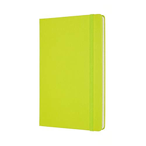 Moleskine - Cuaderno Clásico con Hojas de Rayas, Tapa Dura y Cierre con Goma Elástica, Tamaño Grande 13 x 21 cm, Color Verde Limón, 240 Páginas