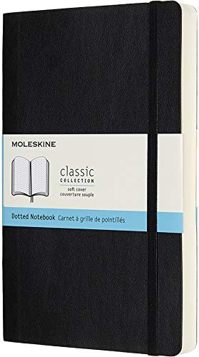 Moleskine - Cuaderno Clásico con Páginas Puntinada, Tapa Blanda y Goma Elástica, Color Negro, Tamaño Grande 13 x 21 cm, 192 Páginas (CARNET CLASSIQUE COUV SOUPLE)